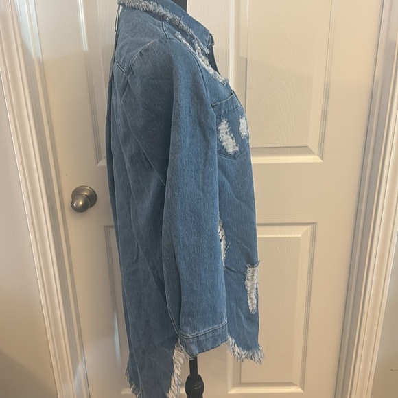XS NWT Distressed Denim Dress - Picture 2 of 4